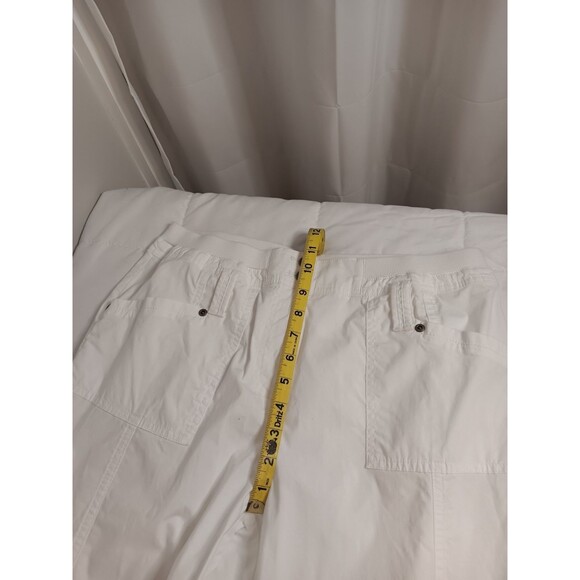Laura Ashley White Cargo Pants Sz 10 Petite Roll Tab Legs - Picture 5 of 9
